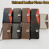 Flip Wallet Stitching Leather Card Slot Universal Telefon Fodral för iPhone 13 12 Promax 11 7 8 Plus Samsung S20ultra Gold Metal Magnetic Clasp Luxury Cover
