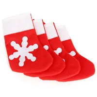 Mini Christmas Stocking Snowflake Cutlery Bag Xmas Home Decorations Knife Fork Tableware Holder Christmas Gift Bag