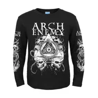 Zweedse herenontwerpen T-shirts 5 Band Arch Enemy 3D Skull Knight Rock Merk Mannen Vrouwen Volledige Lange Mouw Shirt Zwaar Metalen Punk Illustratie Tee Fe5n
