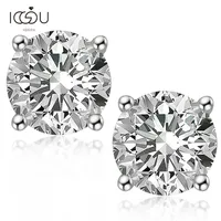 IOGOU Ronde D Kleur 8.0mm Diamond Simple Four Claw Earrings for Ladies Classic 925 Sterling Silver Engagement Gift 220211