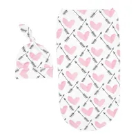 Saco de dormir recém-nascido com chapéu amor coração flamingo impressão nó infante sacos de sono terno meninos meninas swaddle envoltório macio elástico 14 5xd g2