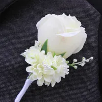 Weddingbobdiy boutonniere elfenben brudgummen groomsman man rosa blommor bröllop bukett tillbehör parti brud kostym dekoration t191029