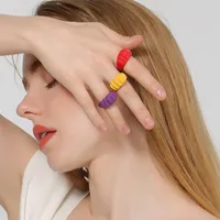 2021 retro delicate multicolor acryl geometrische ronde ring voor vrouwen meisjes zomer hot sieraden geschenken open ringen vrouwelijke