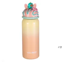 360ml Stainless Steel Insulated Vacuum Bottles Portable Thermos Cup Macaron Gradient Color Ice Cream Lids Travel Vacuum RRD12158