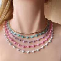 5 stücke Gothic Farbe Herz Choker Hochzeit Liebe Modeschmuck Koreanische einzigartige Emaille Link Kette Halskette Für Frauen