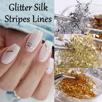 Glitter Silk Stripes Lines Gold and Silver 6-Grid Boxed Nail Art Allu Foil Flake