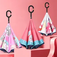Inverted Umbrellas Handle Reverse Folding Kids Windproof Upside Down Outdoors Rainproof Umbrella Girls Boys