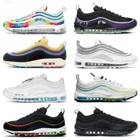 2021 Top High Quality 97s Mens Womens Running Shoes Black Bullet Halloween MSCHF x INRI Jesus Star Gym Red Men Sneakers Trainers Size 36-45