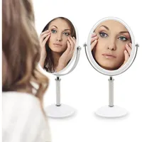 Standing Portable Double Sided Retro Mirror + 360° Swivel Compact Detachable Bling Desk Vanity Mirror for Travel