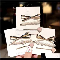3 pcsset fashion fashion elegante arco pérola coração hari clips para meninas doces faixas femininas femininas barrettes r49is urquiolar