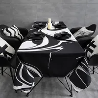 Tabela de toalha de mesa impermeável preto e branco Toalha de mesa retangular de mesa de mesa de mesa 733 R2