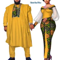 الملابس العرقية vestidos الأفريقي زوجين ملابس فساتين ملابس للنساء بازان ريتش طويل الرجال طباعة ثوب الأعلى والسراويل WYQ221