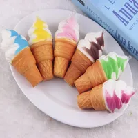 Toys Lovely Soft Jumbo Ice Cream Cone Squishy Slow Rising Cell Phone Straps Bread Antistress Scented Key Pendant Charms Kids Toy