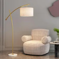 Lampy podłogowe Nordic Minimalistyczny Tkanina Cień LED Lampa Wędkarska Studium Salon Wystrój Home Decor Sofa Stojący Lekka sypialnia Noc