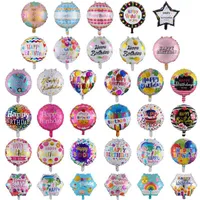 Venda por atacado 18 polegadas balões de aniversário 50 pçs / lote balões de folha de alumínio decorações de festa de aniversário muitos padrões misturados