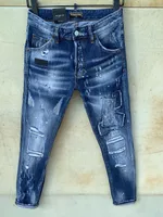 Бренд джинсы мужские роскоши дизайнерские джинсы тощий разорванный крутой парень причинно-следственная дыра джинсовая мода бренд подходит джинсы мужчин мыть штаны 7816 NRF LJW