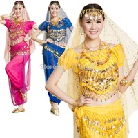 Costume de danse du ventre Ensemble de vêtements de danse indienne Wear Bloomers Performance usure 4pcs-8pcs ToppantBeltheadbébaceletNeckLace