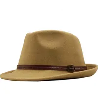 男性Fedoras春秋のファッション2021ジャズ帽子フェルトボウラーヨーロッパアメリカンバックルストラップ