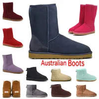 Kobiety Australia Australijskie Buty Zima śnieg Furry Fluff Yeah Satin Boot Navy Ankle Botki Fur Skórzane Outdoors Sneakers