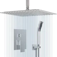Sistema doccia a soffitto con doccia con doccia da 16 pollici quadrate pioggia testa, palmare e rubinetto