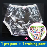 2pcs PVC/ Adult Diaper/ Incontinence Pants/Adult Baby Toy Printed/Adult Brief With Padding Inside/ Trainning Pants Cloth Diapers