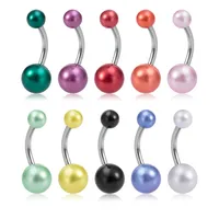 Sahte İnci Belly Button Yüzükler Renkli Göbek Piercing Göbek Yüzük Bar Saplama Cerrahi Çelik Kadınlar Için Seksi Vücut Takı