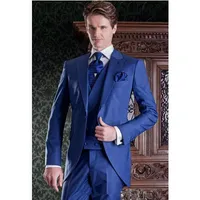 Trajes para hombres Blazers 2021 Último abrigo Pantalón de pantalón Italiano Royal Azul TUXEDO HOMBRES TIJO SLIM FIT (Chaqueta + Pantalones + chaleco) Boda Groomsmen