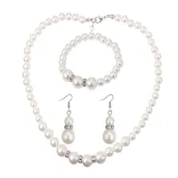 Brincos Colar Jóias de pulseira de cristal de diamante Faux Pearl Jóias para mulheres Casamento