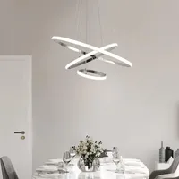 Glanz verchromt Moderne LED-Kronleuchter für Esszimmer lebender Lampadario Moderno-Glanz-Zirkel-Ringe Kronleuchter
