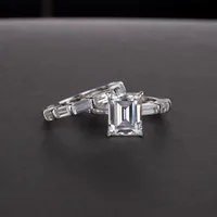 Cluster ringar Boeycjr 5a Zircon Emerald Cutting 8 * 10mm S925 Silver Fine Smycken Elegant Diamant för Women Engagement Gift Anillo Anneau
