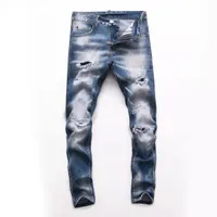 Hip-Hop High Street Fashion Jeans retro rasgado plegado costura diseñador de hombres Motorcycle Pantalones Slim Pantalones 28 ~ 38.
