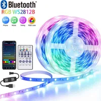 Bluetooth LED Strip Light USB RGBIC WS2812B 20m 30m 5V RGB SMD 5050 Flexibelt banddiod Ribbon TV Bakgrundsbelysning Rumsdekoration W220224