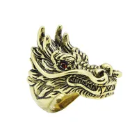 1pc Support Dropship Red Eye Golden Dragon Ring 316L Stainless Steel Jewelry Head Band Rings