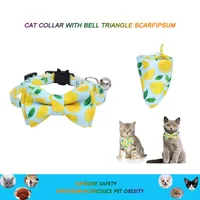 Dog Collars Riemen Strik Huisdier Kraag Fruit Kat Hals Ring Bell Rainbow Triangle Sjaal Handgemaakte Vlinderdas Accessoires