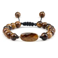 8mm natursten brun guld tiger ögon agat runda pärlor armband justerbara yoga handgjorda kvinnor män smycken gåvor pärlstav, strängar
