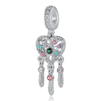 يناسب أساور Pandora 20pcs سحر الفضة Crystal Bead Pendant Dream Catcher Dangle Fit Pandora Charms Beads لـ 925 Sterling Silver Jewelry Making