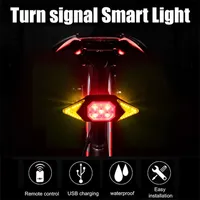 Waterproof USB Rechargeable Bike Rear Lamp Smart Remote Control Bicycle Turning Signal Light Wireless LED Warning Taillight 220108