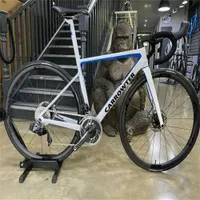 CARLOWTER V3RS DISC Rem White Blue Carbon Road Complete fiets met 105 R7020 Disk GroupSet 50mm Disc Carbon Whebeelset