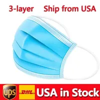 USA Stock Disposable Face Mask 3-Layer Blue Protection and Personal Health with Earloop Mouth Sanitary Protective Masks