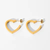 Hoop Huggie 18K Orecchini a forma di cuore in acciaio inossidabile oro oro inossidabile per donne Creative uniche Circle Jewelry