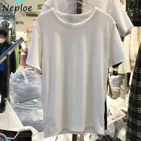 한국어 간단한 두꺼운 따뜻한 티셔츠 여성 O 넥 풀오버 반소매 부드러운 티셔츠 봄 솔리드 레이디 톱 모든 일치 210422