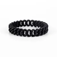 hip hop Link Chain Silicone Rubber Elasticity Wristband Cuff Bracelet Club Jewelry Gifts Wrist Band 3 Colors