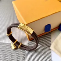Braccialetto della serratura del braccialetto del braccialetto marrone rotondo classico di modo con braccialetti del progettista della testa di blocco del metallo Braccialetti di progettista nella scatola al minuto del regalo SL05