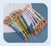 Baby Chagifier Clips Infant Silicone Beads Titulares de madera Cadena Cadena Niños Nipple Apacete Soother Slips Dummy Clip 10 Color Q2090
