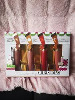 Christmas fuso Lip Gloss Treats Liquid Lipstick Kit 4 Shades Matte Longwear Longwear Liquefied Rossetti Set Sweet Onoquies of Lipgloss Set di trucco Set di edizione limitata Nave libera