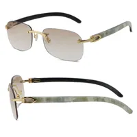 أزياء رجالي T8100624 نظارات شمسية بدون شفة بيضاء داخل الأسود الجاموس القرن نظارات القيادة رجل إطارات المرأة إطارات النظارات 18 كيلو الذهب إطار الخشب النظارات الحجم: 57-18-140 ملليمتر