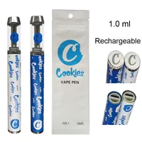 Leere Cookies Einweg-Vape-Stift-Starter-Kits wiederaufladbar E-Zigaretten Vapes-Karren 1ml Glas dicke Öl-Verdampfer-Stifte 400mAh Batterieschraube Runde Tipps
