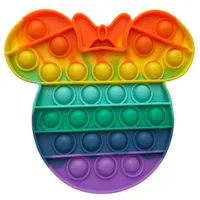 Rainbow Coloré Fidget Toy Sensory anxiété Stress Stress Relever Puzzle Squeeze Jeu de bulle pour enfants Adultes Silicone durable