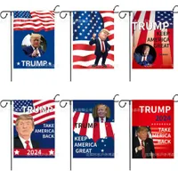파티 용품 장식 2024 트럼프 캠페인 캠페인 깃발 안뜰 장식 깃대 더블 레이어 인쇄 미국 국기 미국 멋지게 유지