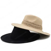 Fedora chapéu para mulheres homens 100% lã de lã de lã larga brim chapéus vintage jazz chapéu casal tampão inverno capô femme